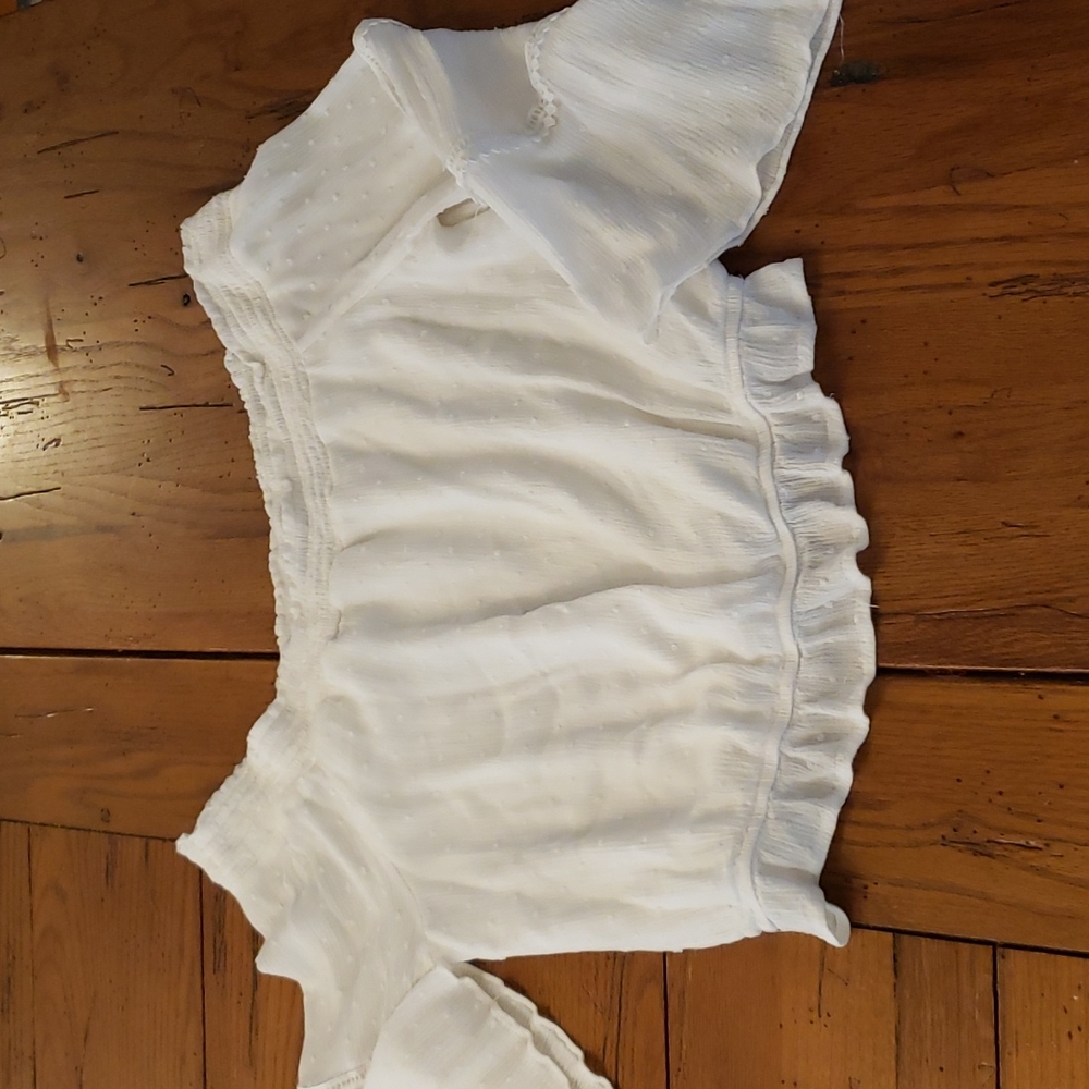 White off the shoulder crop top. lulus